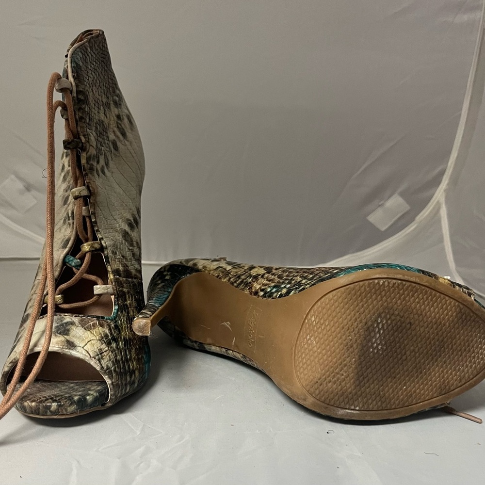 Tan Snakeprint Lace Up Boots with Durable Canvas
